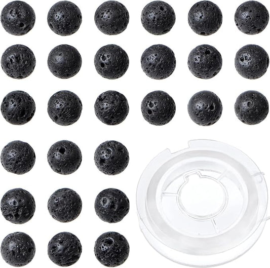 bymitel 4mm natural lava round beads gemstones genuine with 210pcs diy jewelry making unisex (4mm 210pcs, black lava)