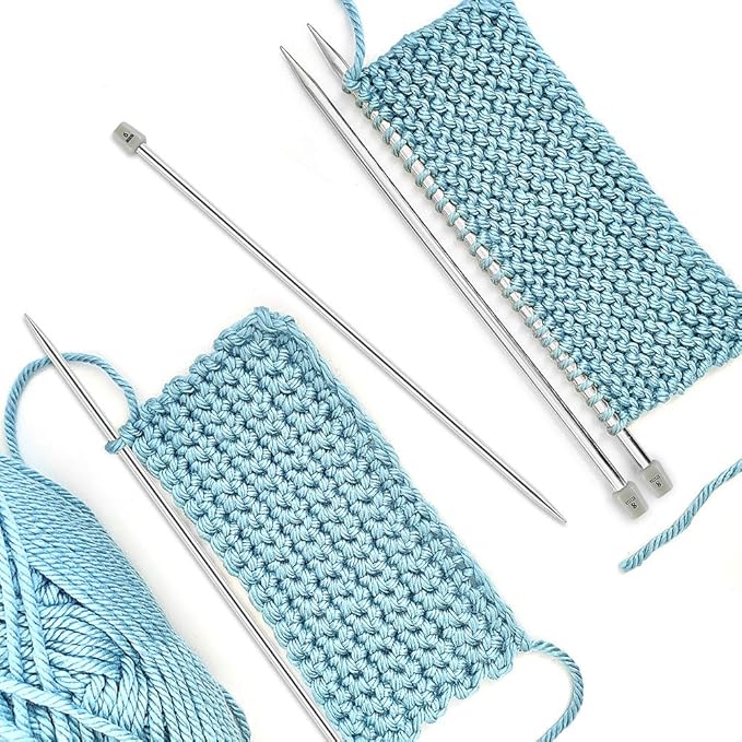 Hysagtek 22 Pcs Knitting Needles Set, 14 Inches Stainless Steel Straight Single Pointed Knitting Needle Kit Metal Knitting Kit in Different Sizes 2.0mm to 8.0mm, with Gift Organizer Bag, 11 Pairs