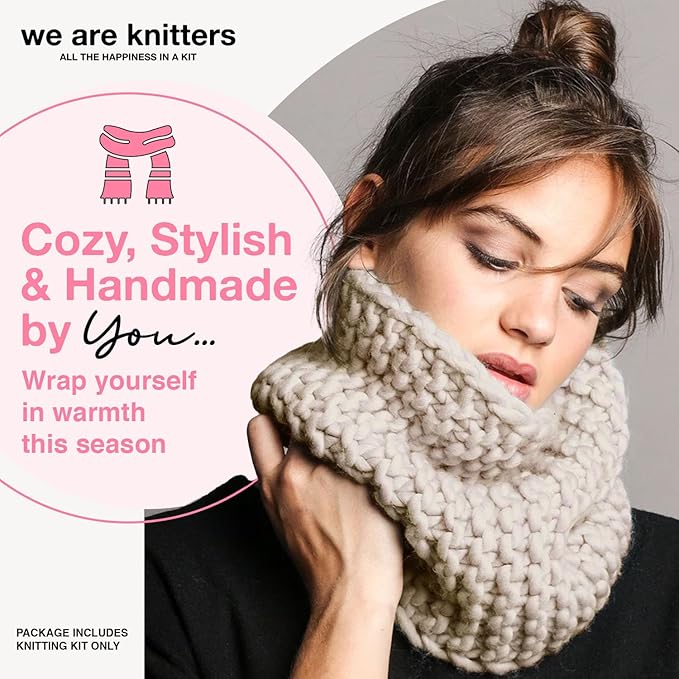We Are Knitters Himba Snood Kit | Beginner Crochet Gift Kit | Easy Flat Knit Snood for Winter | Relaxing DIY Handmade Gift Set