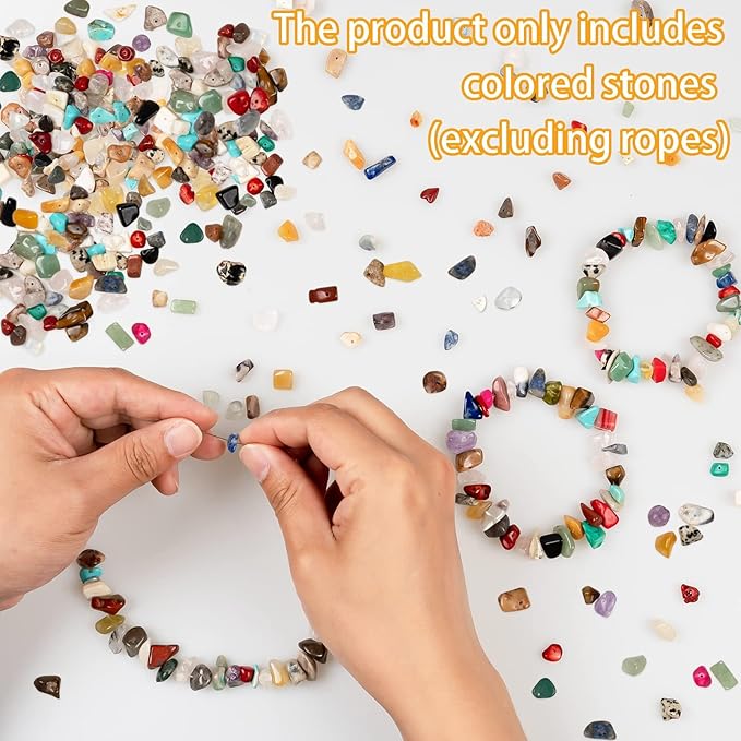 Big Natural Chip Stones for Bracelet - 250pcs 7mm to 12mm Large Multicolored Crystal Gemstones Hole Drilled DIY Beads for Crafts Bracelet Necklace Earrings Beads Jewelry Making DIY Art Craft