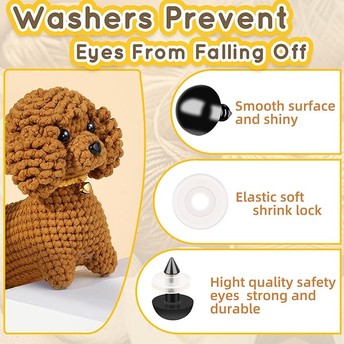 600Pcs Safety Eyes for Crochet Eyes Amigurumi， 6mm Safety Eyes for Stuffed Animals, 300pcs Washers whth 300pcs Plastic Craft Eyes for Crocheting Doll Eyes Making