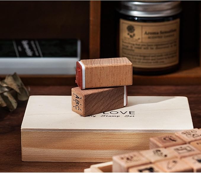 18pcs Diary Theme Wooden Rubber Stamps Kit, Cute Small Stamps for Decorative Diary Planner DIY Craft Scrapbook Card Making Letters Journal