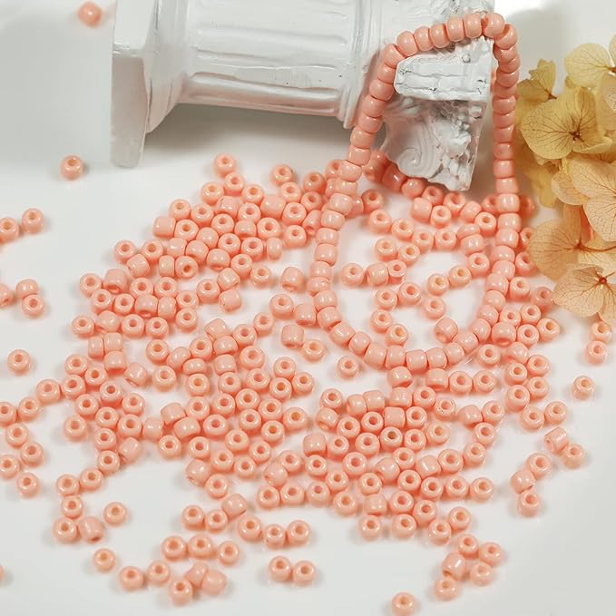 Bala&Fillic Light Pink Color 4mm Seed Beads About 1200pcs/100Grams in Bag, 6/0 Glass Craft Beads for Making Bracelet and Necklace (Light Pink)