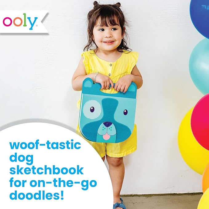 OOLY Carry Along Sketchbook for Kids, 60 Pages, 9 x 7 inches, Portable Sketch Book, Drawing Pad for Travel - Dog