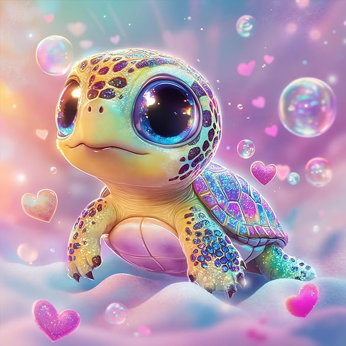 GEEHEIY Sea Turtle Diamond Art Kits for Kids, 5D Turtle Diamond Painting Kits for Adults Beginner, DIY Animal Gem Art Dots for Adults, Perfect for Home Wall Decor 14x14 Inch