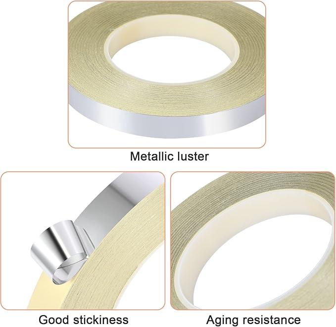 Zonon 3 Sizes Silver Self Adhesive Polyester Film Tape Washi Tape for Car Furniture Graphic Arts Walls Decor, 55 yds(5/10/15mm)