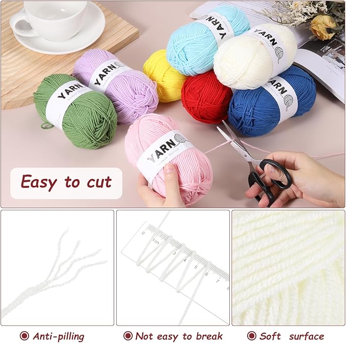 3Pcs Cream White Acrylic Yarn 400 Yard 4 Ply Soft Crochet Yarns Sport Weight Yarn,[for DIY Crocheting Knitting Craft Blankets Hats]-150g