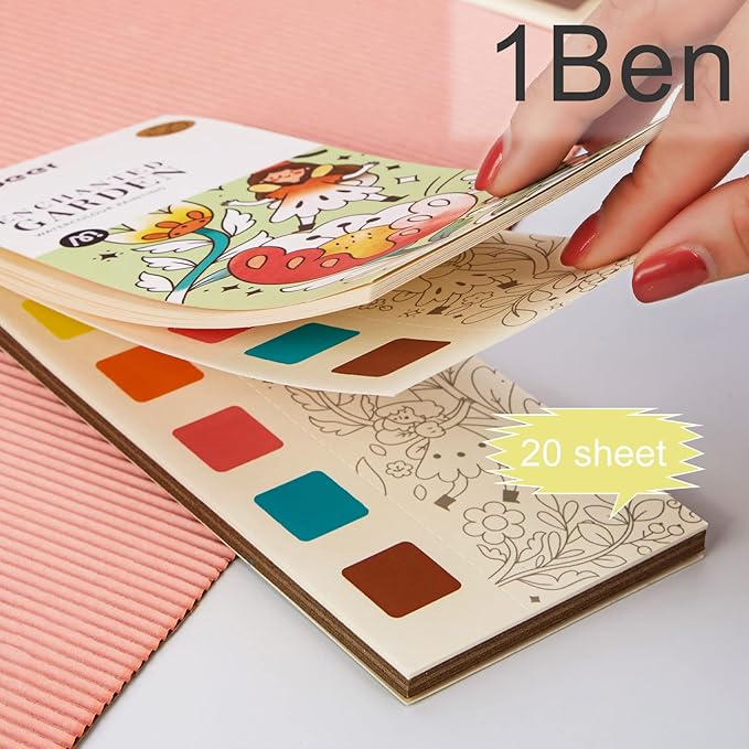 Pocket Watercolor Book Set, Watercolor Painting Book,Watercolor Bookmarks for Kids, Beginning, Students Painters Christmas Gifts (1PCS-A)