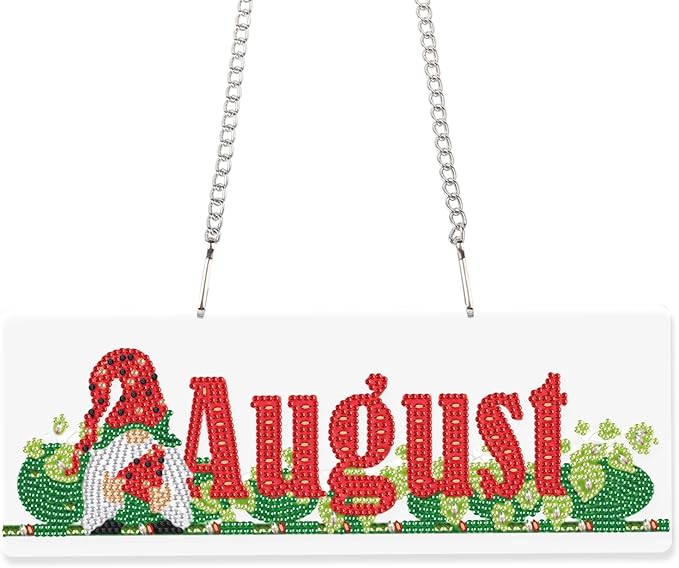 Diamond Painting Kits Hanging Pendants, DIY Wreath Crystal Rhinestone Wreath Kits, Colored Imitation Art Point Crystal Diamond Art Window Pendants Home Garden Wall Door Festival Gifts (August)