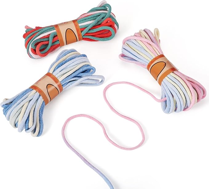 98.46 Feet Colorful 3-3.5mm Macrame Cord Twisted Soft Macrame Rope Segment Dyed Decorative Cord Sewing Twine Craft Thread for DIY Crafts Knitting Plant Hangers Christmas Wedding Decoration