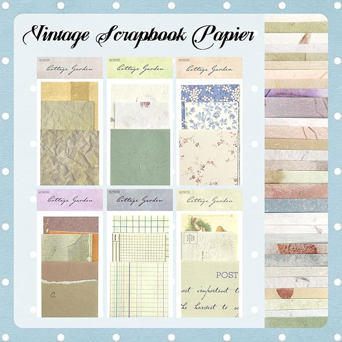 360Pcs Vintage Decor Scrapbook Supplies Kit, Rice Scrapbook Paper, For Junk Journal Supplies, Decoupage Paper,Card Making,And Decoupage Supplies DIY Mixed Media Collage Card