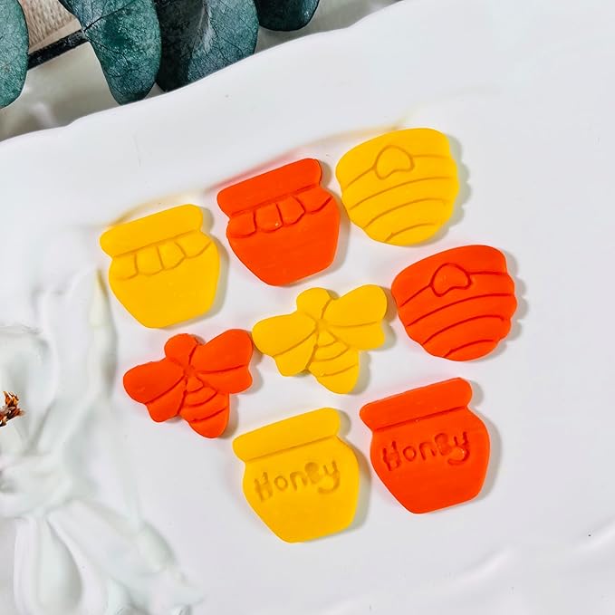 Xaekicr Honey Bee Clay Cutters Set - 4 pcs Polymer Clay Molds for Earrings, Honey Jar and Beehive Clay Tools for Jewelry Making