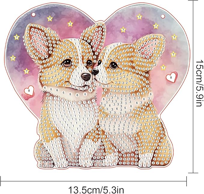 AiYuanzsh DIY Acrylic Diamond Painting Hanging Kits, Love Dogs Special Shape Diamond Rhinestone Round Diamond Art, Window Decorations Home Garden Wall Hangings Valentine's Day Gifts