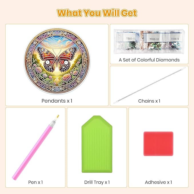 MOGTAA Butterfly Diamond Art Hanging Ornament Kits, 5D Special Shape Diamond Art Kits for Adults, Crystal Rhinestones Animal Diamond Painting Gem Art for Home Window Garden Wall Decor