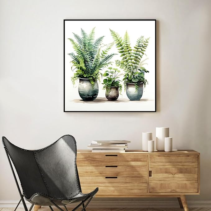 Paint by Numbers Kit for Adults Beginner, Green Plant Adult Paint by Number Kits on Canvas, Potted DIY Acrylic Oil Painting by Numbers for Adults, Perfect for Home Wall Decor 16X16 Inch