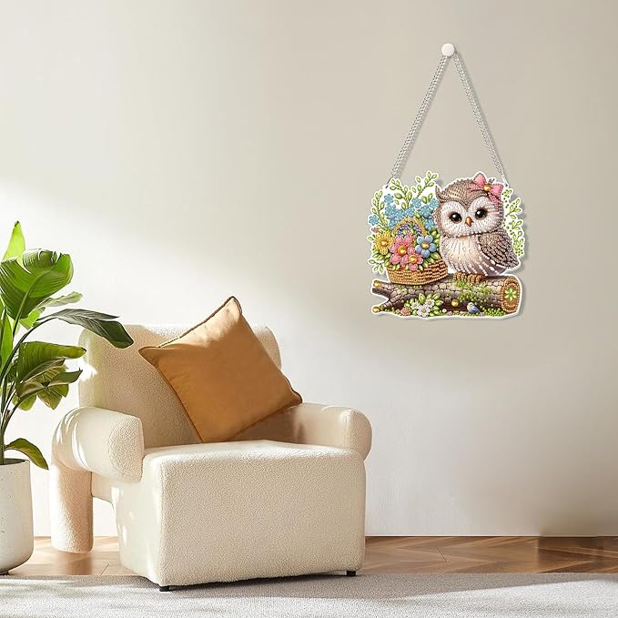 MOGTAA Hanging Diamond Art Painting Pendant Kits, 5D Special Shape Diamond Art Kits for Adults, Bird Crystal Rhinestones Diamond Painting Landscape Gem Art for Home Decor