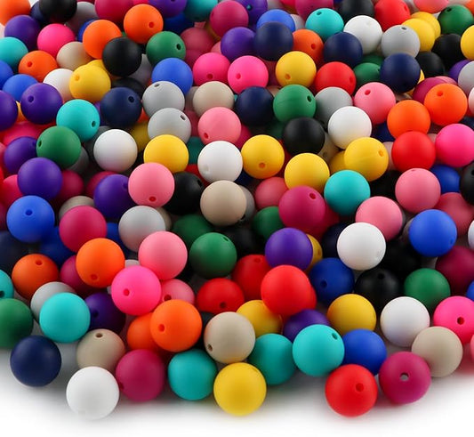 Sunrony 150pcs Silicone Beads for Keychain Making Bracelet Decoration and 15mm Silicone Beads for Pens (Multicolor)