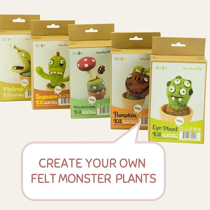 Woolbuddy Needle Felting Kit, Venus Flytrap Monster Felting Kit for Beginner Adults, Felting Supplies and Instructions Included, Unique Design by True Artisan