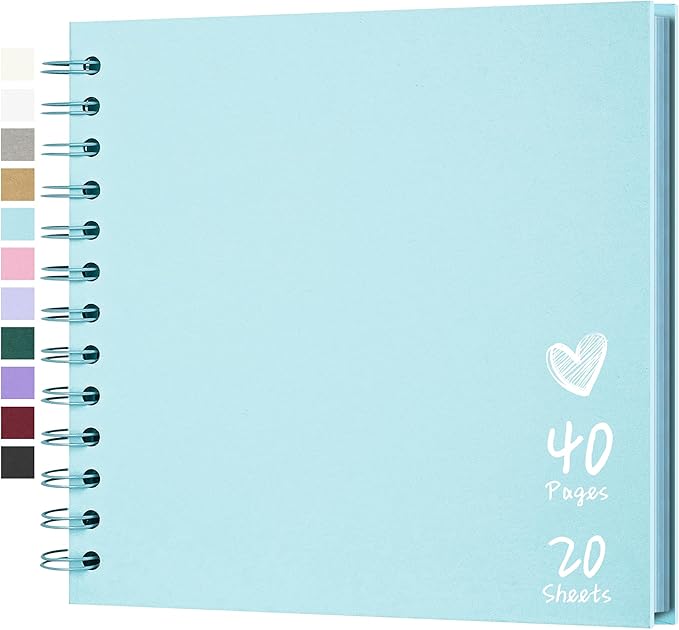 Scrapbook 7x7 Inch DIY Scrapbook Album Hardcover Kraft Paper Scrap Book Photo Albums 40 Pages Perfect for 4x6 / 5x7 Photos Memory Book for Family, Wedding