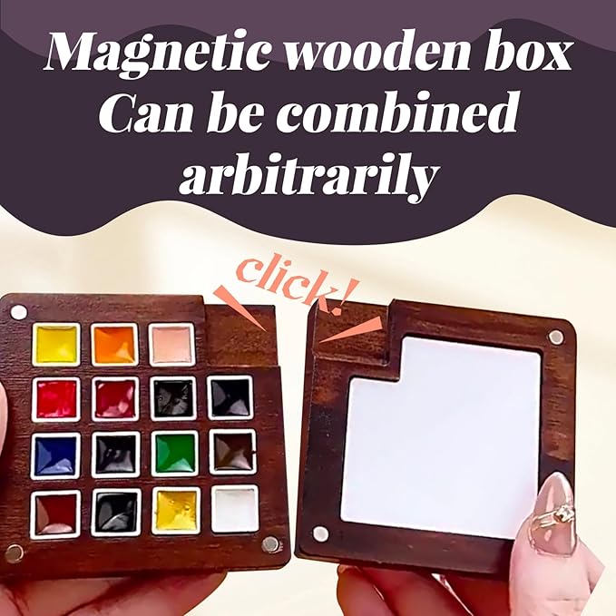 15 Gauge Acrylic Mini Palette, Mini Watercolor Palette Set, Pocket Artist Watercolor Travel Set, Portable Watercolor Palette Box Set with Brushes, Clips, Sketchbook, Paints, Storage Bag (C)