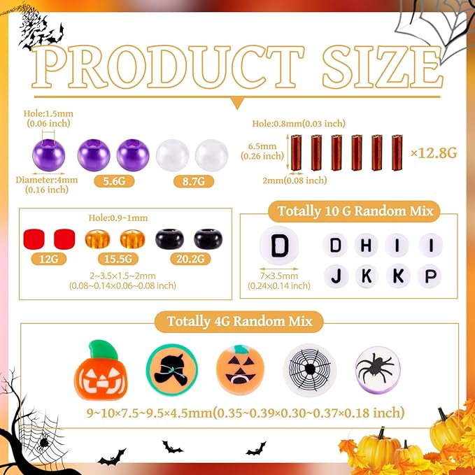 FASHEWELRY Mixed Tube Seed Bead for Bracelet Making Halloween Clay Heishi Bead Letter Beads Cute Spacer Beads for DIY Party Jewelry Making Gifts