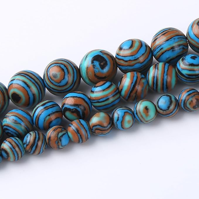 Blue Peacock Turquoise Stone Beads for Jewelry Making Gemstone Round Crystal Bracelet Necklace 1 Strand 15.5inch 45PCS 8MM