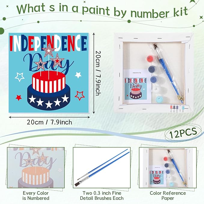 Nezyo 12 Sets Paint by Numbers Kit with Frame for Adult Beginners, Paint by Number DIY Acrylic Painting Canvas for Painting Party, Classroom Activity Birthday Gift, 8 x 8 Inch