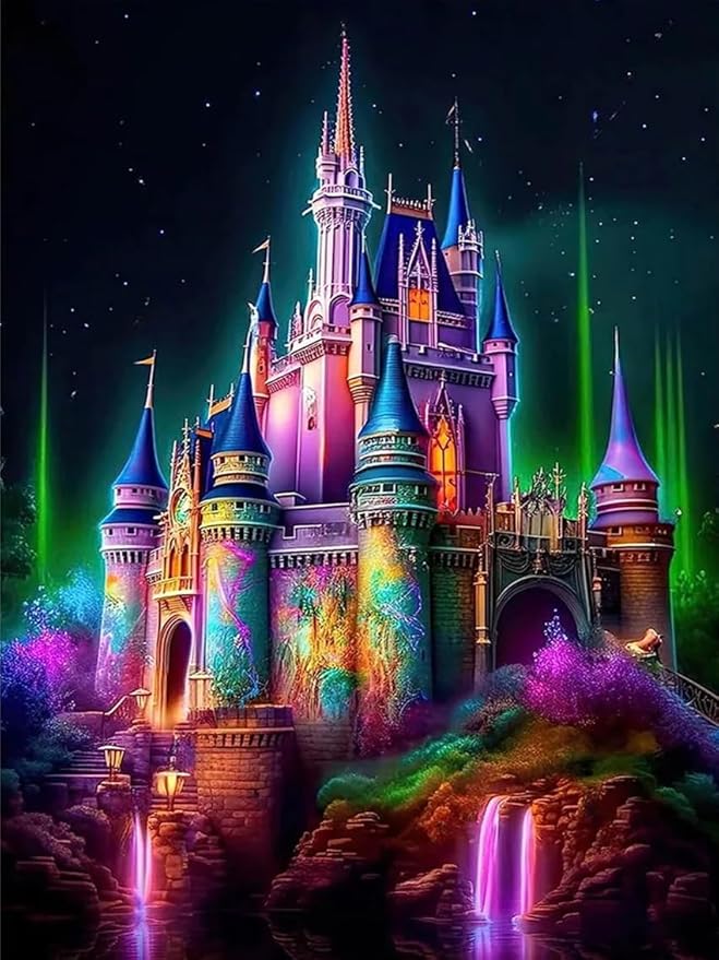 Meothan 5D Diamond Painting Kits for Adults, DIY Castle Diamond Art Painting Kits for Beginner, Full Drill Gem Art Painting Crafts for Home Wall Decor Gift 12‘’x16‘’