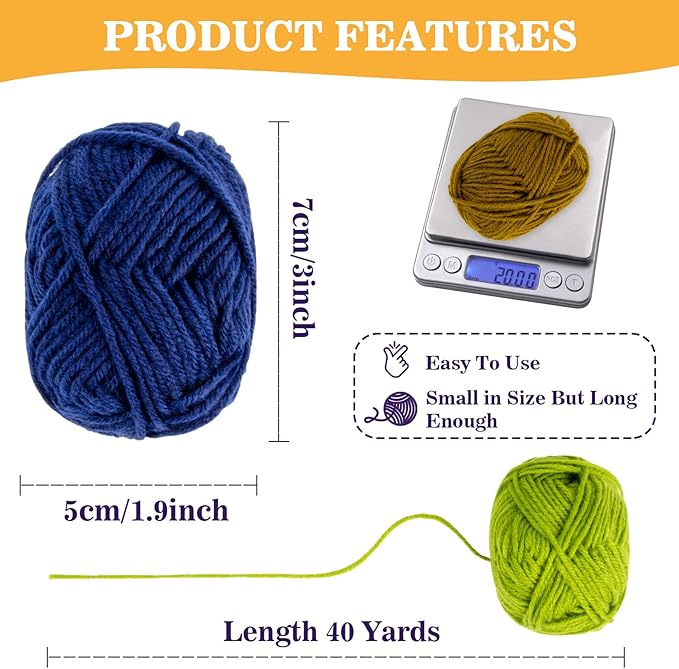 15 Pack x 20g Acrylic Yarn - Soft Knitting Yarn for Crocheting for Crafts Skeins for Crocheting DIY Bulk for Handicraft Knitting Scarves Ideal Gift for Beginners and Adults