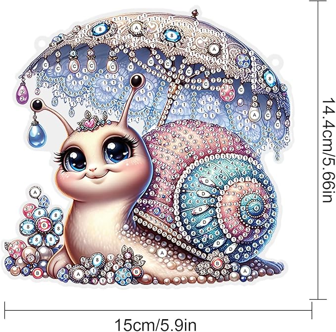 AiYuanzsh Snail Diamond Painting Hanging Kit, 5D DIY Acrylic Special Shaped Diamond Painting Kit for Adults, Diamond Art Suncatchers for Home, Window, or Garden Decor