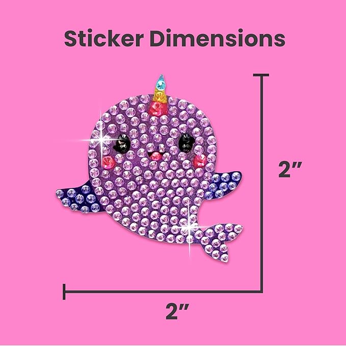stickerbeans® rhinestone stickers – whimsical 4-pack, 2” x 2” unique sparkly cut-to-shape for collecting, trading, decorating laptops, phone cases, scrapbooks, kids, teens, & adults
