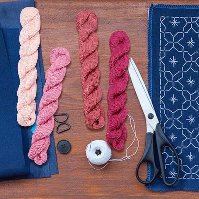 FREEBLOSS 4 Pcs Sashiko Thread Sashiko Skein 100 M*4 Colors(Purple) Cotton Embroidery Thread Japanese Quilting & Embroidery Sashiko Kit Supplies Sewing Thread