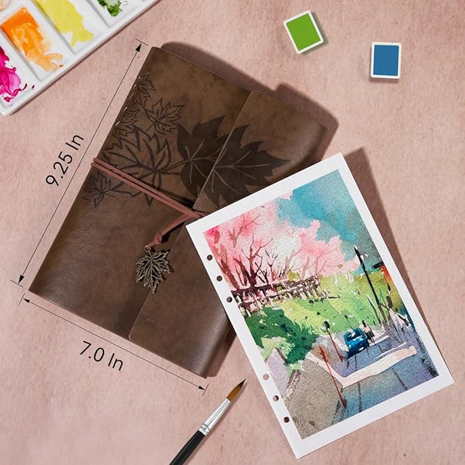 Lightwish Watercolor Sketchbook,100% Cotton Acid Free Watercolor Journal,300gsm/140lb Cold Press Watercolor Paper for Artists,Adults,Students,20 Sheets,9.25 * 6.3 Inches