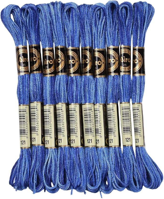 10 Skeins 87.5 Yards 6 Ply Variegated Steel Blue Cross Stitch Floss Segment Embroidery Thread Gradient Friendship Bracelet String Yarn Bulk for Sewing Making Jewelry Needlecraft Knitting