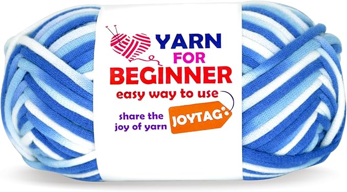 50g Rainbow Beginner Crochet Yarn for Crocheting and Knitting Multicolor Cotton Crochet Yarn for Beginners Easy Yarn for Beginners(Blue Tone)