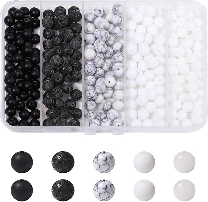 Songxi Stone Beads Bracelet Making Kit 240PCS, 8mm Loose Crystal Gemstone Beads for Bracelet Necklace Earring, DIY Crafts for Jewelry Making for Couples Lovers Adults