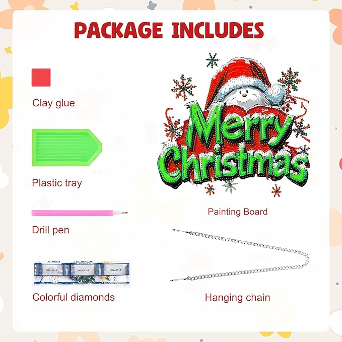 MAXBYE Christmas Diamond Art Kit for Adults, 5D Special Shape Diamond Painting Pendant Kits, Christmas Decoration Pendant, Gem Art Painting Window Ornament for Home Decor Gift