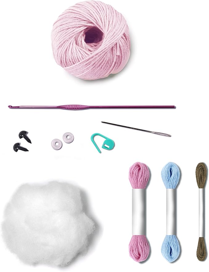 CIRCULO Amigurumi Crochet Kit - Baby Farm - All Included, Easy Instructions - Beginner Animal Crochet Set - Premium Yarn – Piglet