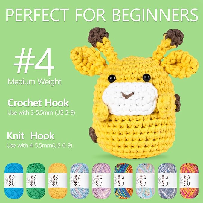 Timgle 18 Pack Beginners Crochet Yarn Cotton Yarn for Crocheting and Knitting with Easy to See Stitches Cotton Nylon Blend Yarn for Crochet Kit Making(Mixed Colors)