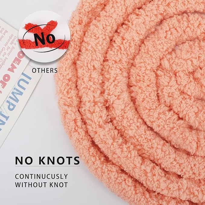 Chunky Yarn for Hand Knitting, Chunky Chenille Blanket Yarn for Crocheting, Bulky Soft Fluffy Chenille for Blanket Project, 8 Pack of 8oz/25yds, Salmon
