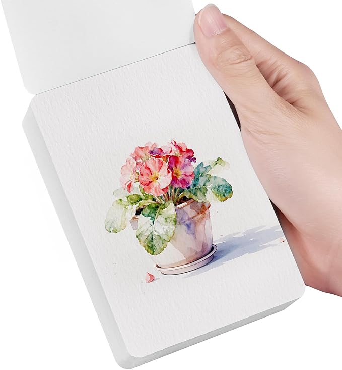 Lightwish 60 Sheets Mini Watercolor Sketchbook Cold Press 300gsm/140lb, Travel Size Portable Tearable Square Painting Notebook, Square Watercolor Sketch Book Art Paper 3.5 x 5.1 inch