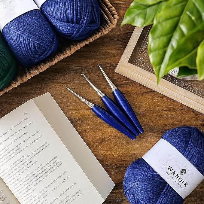 Furls Crochet Hook, Odyssey Navy Blue, Nickel Plated Tip for Effortless Glide, Ergonomic Handle Crochet Hooks 7" (Odyssey Navy Blue, G - 4.00mm)