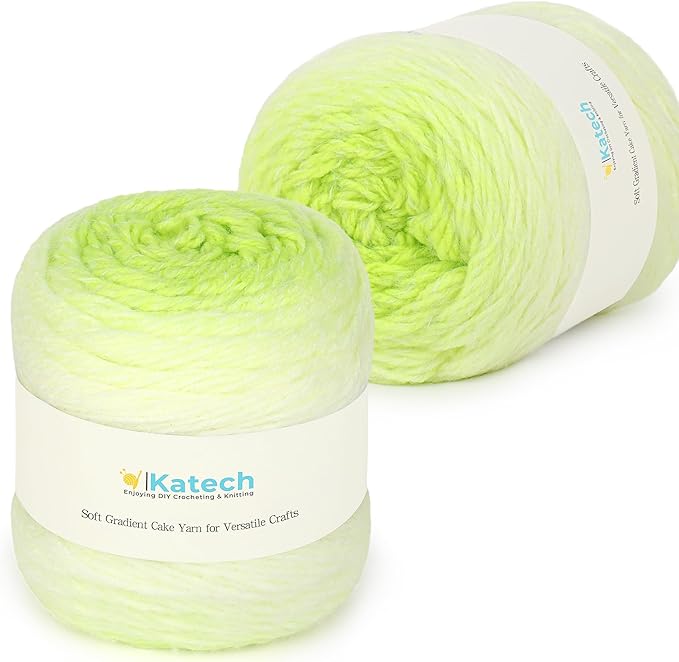 Katech Ombre Yarn for Crocheting-Large Skein of Gradient Yarn Cake-2 Pack of 200g/7.05 oz-80% Acrylic,20% Nylon- #4 Medium-Perfect for Star Blankets, Scarves, Shawls and Garments (J)