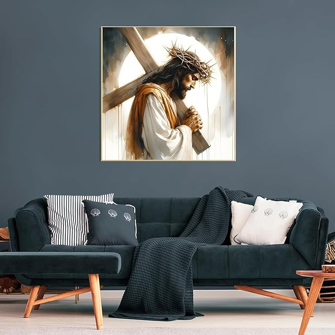 Jesus Stamped Cross Stitch Kits for Beginners Adults, Dimensions Needlepoint Art Crafts,Counted Cross Stitch Kits Embroidery Kits for Beginners Adults for Home Decor 13.8X13.8inch