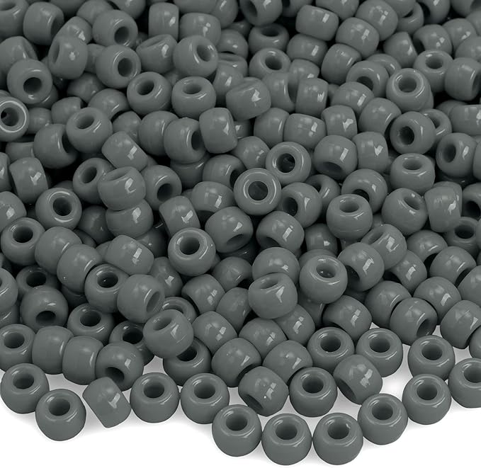 pony beads bulk 1100 pcs, beads for jewelry making, bead for bracelets making, hair bracelet plastic bead for crafts for braids for girls (dark grey)