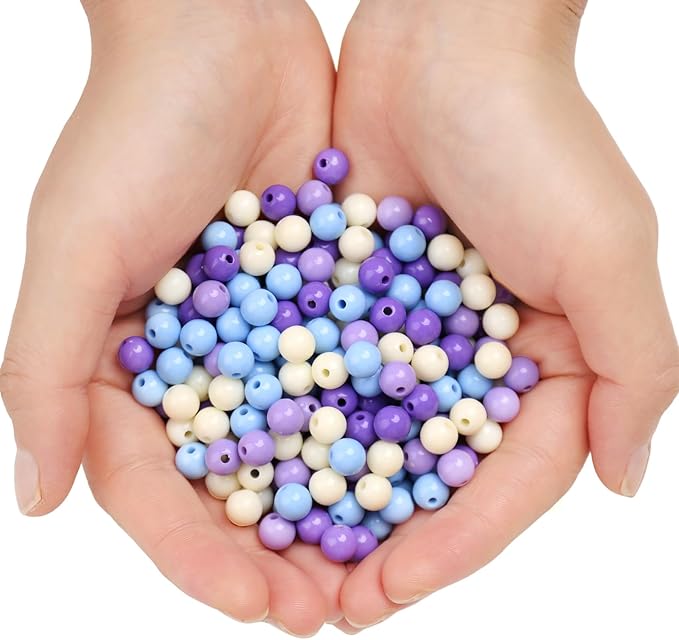 500pcs 8mm mixed color acrylic round beads, assorted plastic gumball bubble gum beads with hole pastel loose beads bulk for jewelry diy making crafting supplies (purple series)