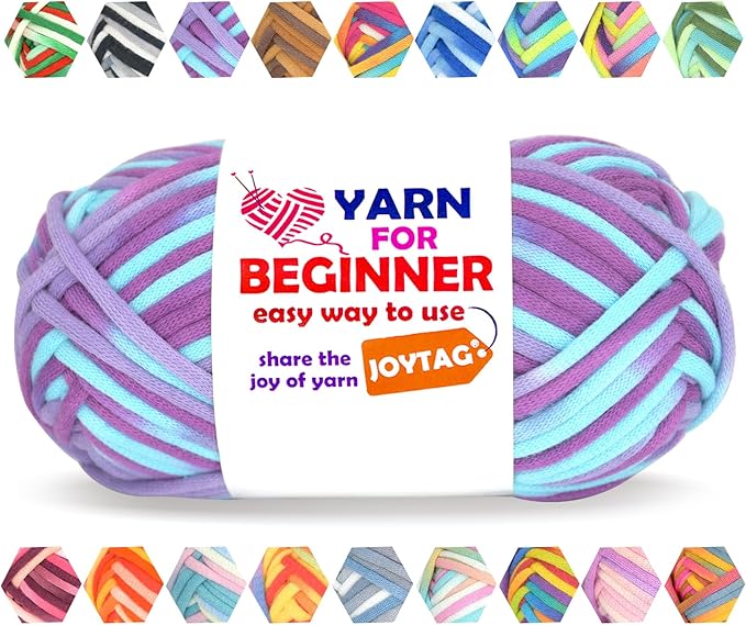 50g Rainbow Beginner Crochet Yarn for Crocheting and Knitting Multicolor Cotton Crochet Yarn for Beginners Easy Yarn for Beginners(Purple Blue Tone)