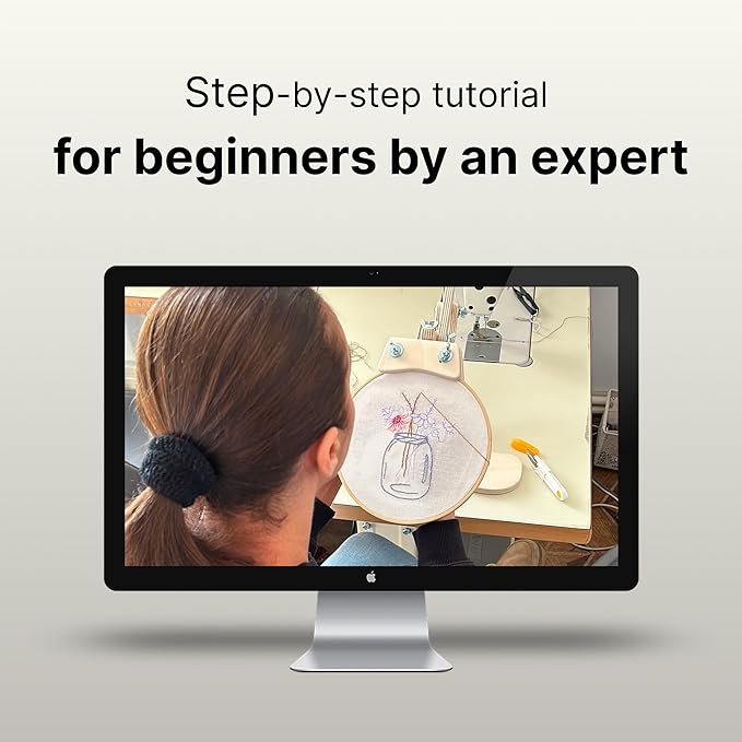 Looples Embroidery Kit for Beginners and Adults with Video Tutorials - Complete Embroidery Starter Kit with 3 Stamped Floral Patterns, Hoops, Threads, Needles, and Instructions (Car, Globe and Camera)