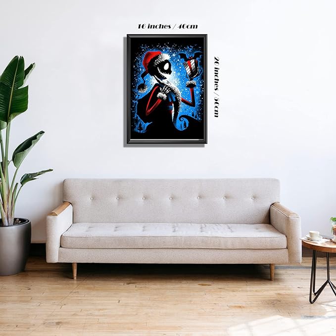 Youtheart Painting with Diamonds Jack Skellington Diamond Art Halloween, 5D Full Drill Cross Stitch Embroidery Kit