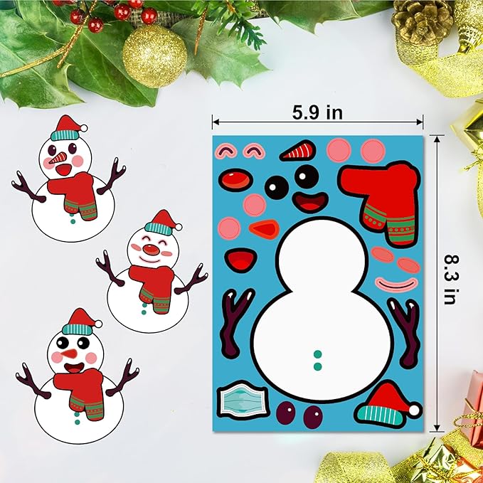 smilinfit christmas stickers for kids, 36 sheets make your own christmas crafts party favors for kids boys girls, holiday stickers party games activities goody bag stuffers gifts